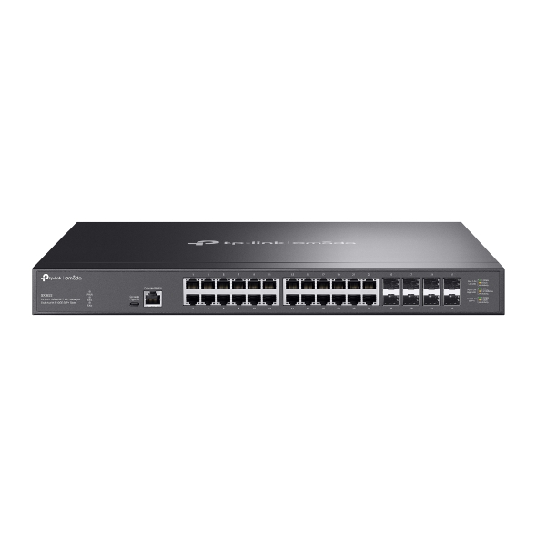 TP-Link SX3832 Omada 24-Port 10GBASE-T L2+ Managed Switch with 8 10GE SFP+ Slots (SX3832)；24× 1/2.5/5/10 Gbps RJ45 ports；8× 1/10 Gbps SFP+ slots; 640