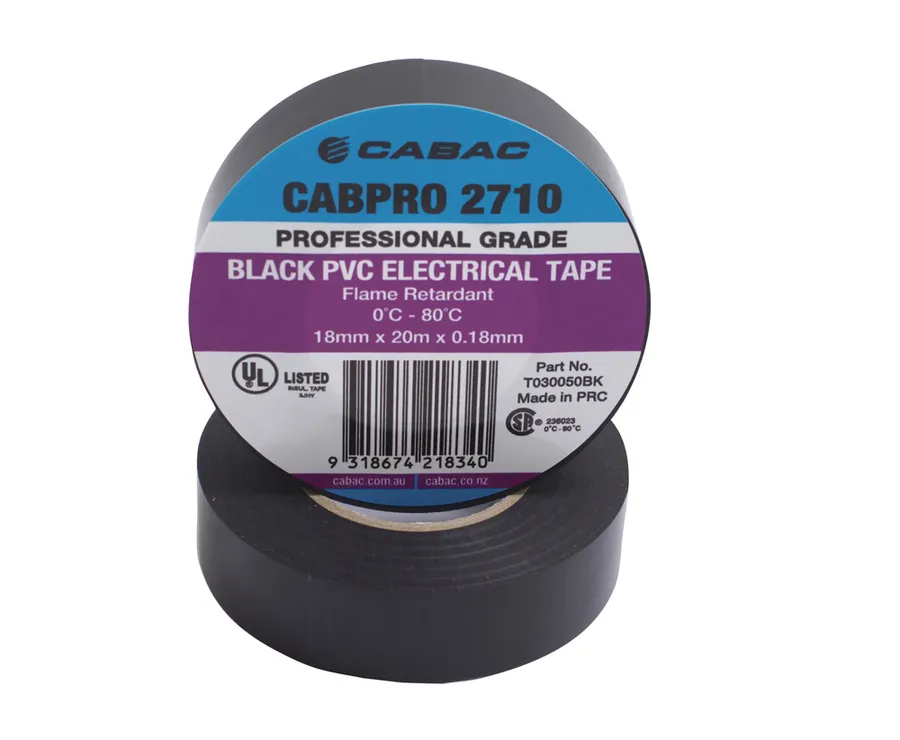 CABPRO PVC TAPE 2710 - BLACK 18mm x 20m (pack of 10)