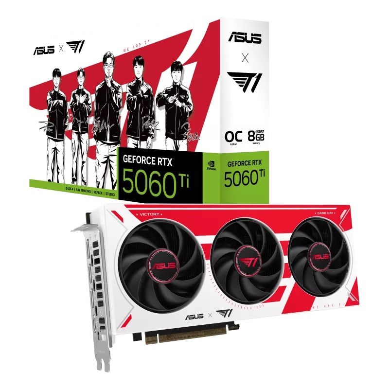 ASUS nVidia T1 GeForce RTX™ 5060 Ti 8GB GDDR7 OC Edition, 759 TOPs, 4608 CUDA, 28Gbps, 128-bit, PCIe 5.0, 2.5-Slot