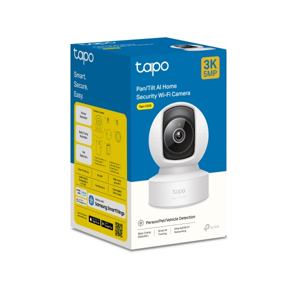 TP-Link Tapo C232 Pan/Tilt AI Home Security Wi-Fi Camera – 3K 5MP + Ethernet port