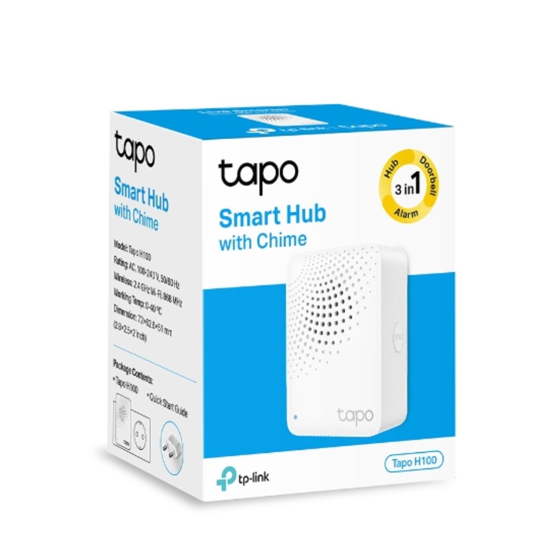 TP-Link Tapo Smart IoT Hub with Chime, Smart Alarm, Doorbell Support, Long-Range Connectivity, Low-Power Wireless Protocol, 19 Ringtones, Up to 64