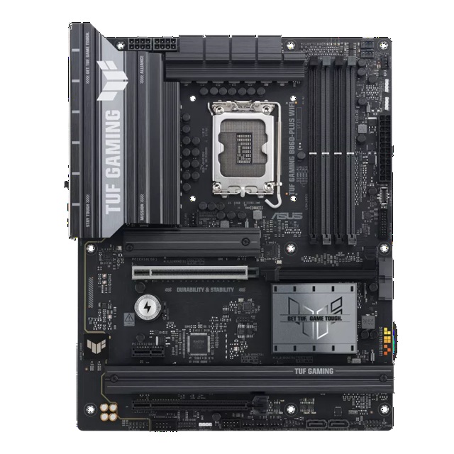 ASUS TUF GAMING B860-PLUS WIFI LGA1851 ATX Motherboard 256GB, DDR5, 1 x PCIe 5.0, 3 x M.2 slots, 4 x SATA, WiFi 7, 1 x HDMI, 1 x DP