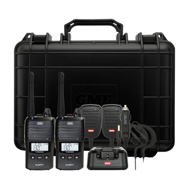 GME TX6165TP 5/1 Watt UHF CB Handheld Radio including Accessories - Twin Pack