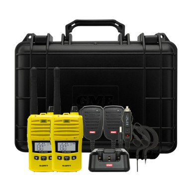 GME TX6165YTP 5/1 Watt UHF CB Handheld Radio including Accessories - Twin Pack - Yellow