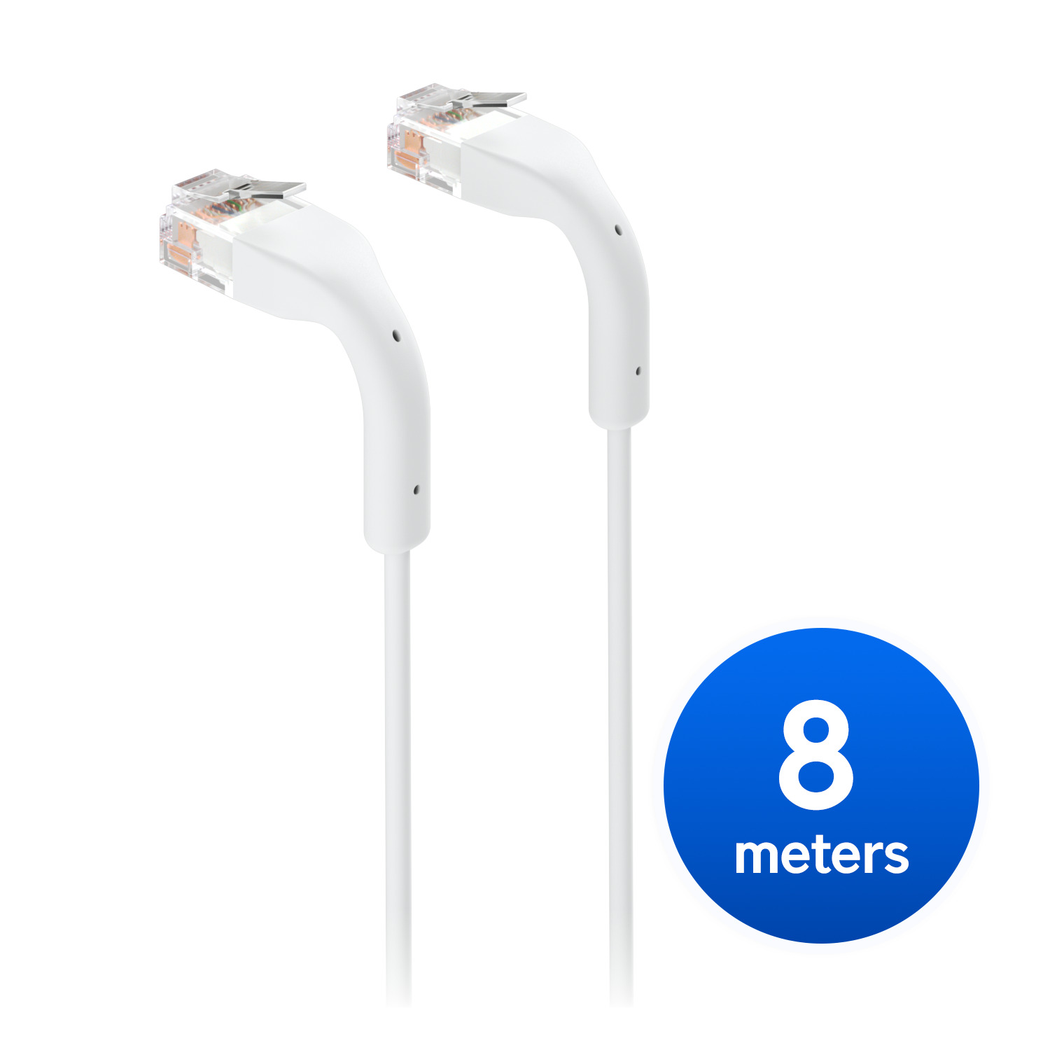 UniFi Patch Cable 8m White, Both End Bendable to 90 Degree, RJ45 Ethernet Cable, Cat6, Ultra-Thin 3mm Diameter U-Cable-Patch-8M-RJ45