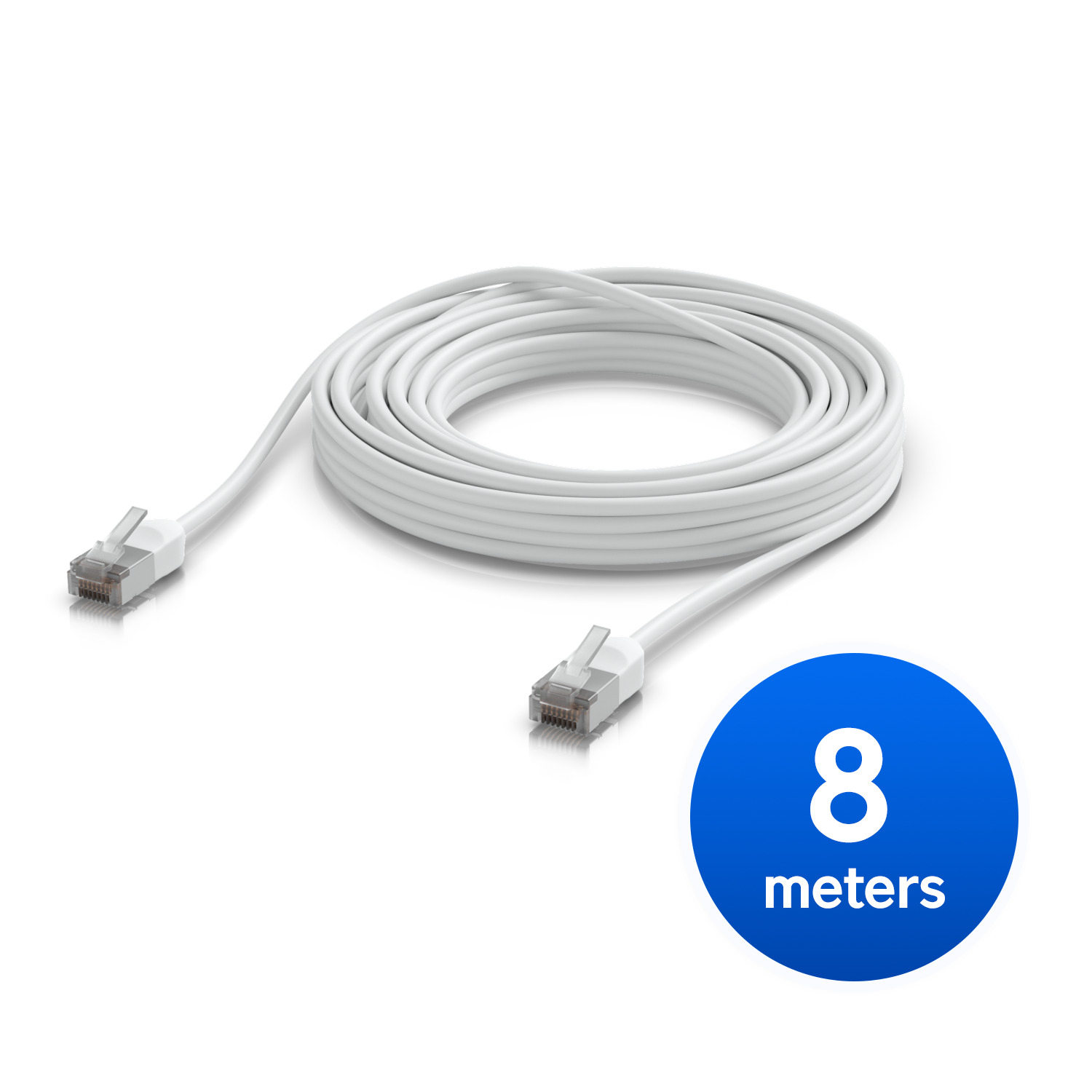 Ubiquiti UniFi Premium Patch Cable Outdoor, 8M, White, Ultra-thin, Rugged, Shielded Patch, Designed &Optimized, For 10 GbE Networking.