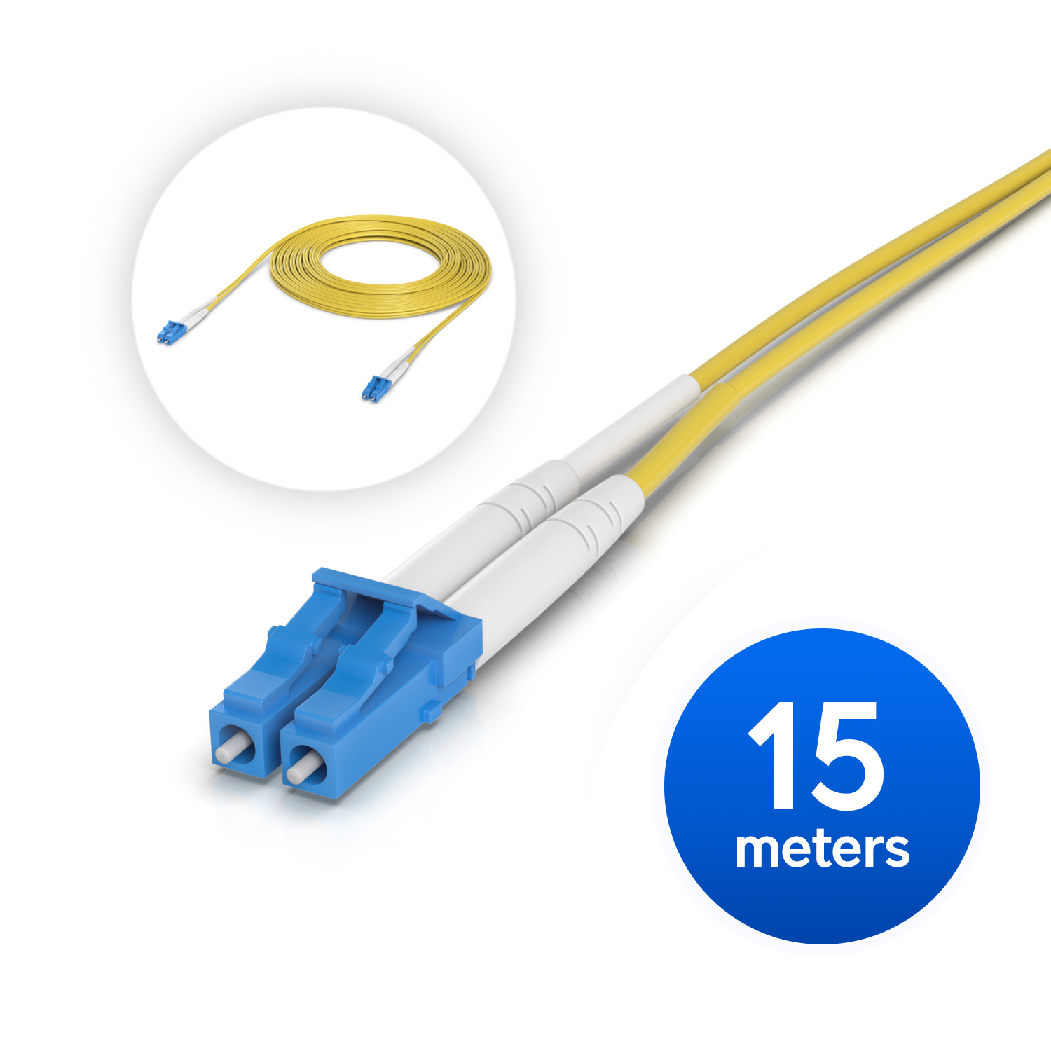 Ubiquiti OS2 Duplex LC UPC Fiber Patch Cable, Length 15M, Lightweight Fiber Patch Cable For Up To 100G Connections