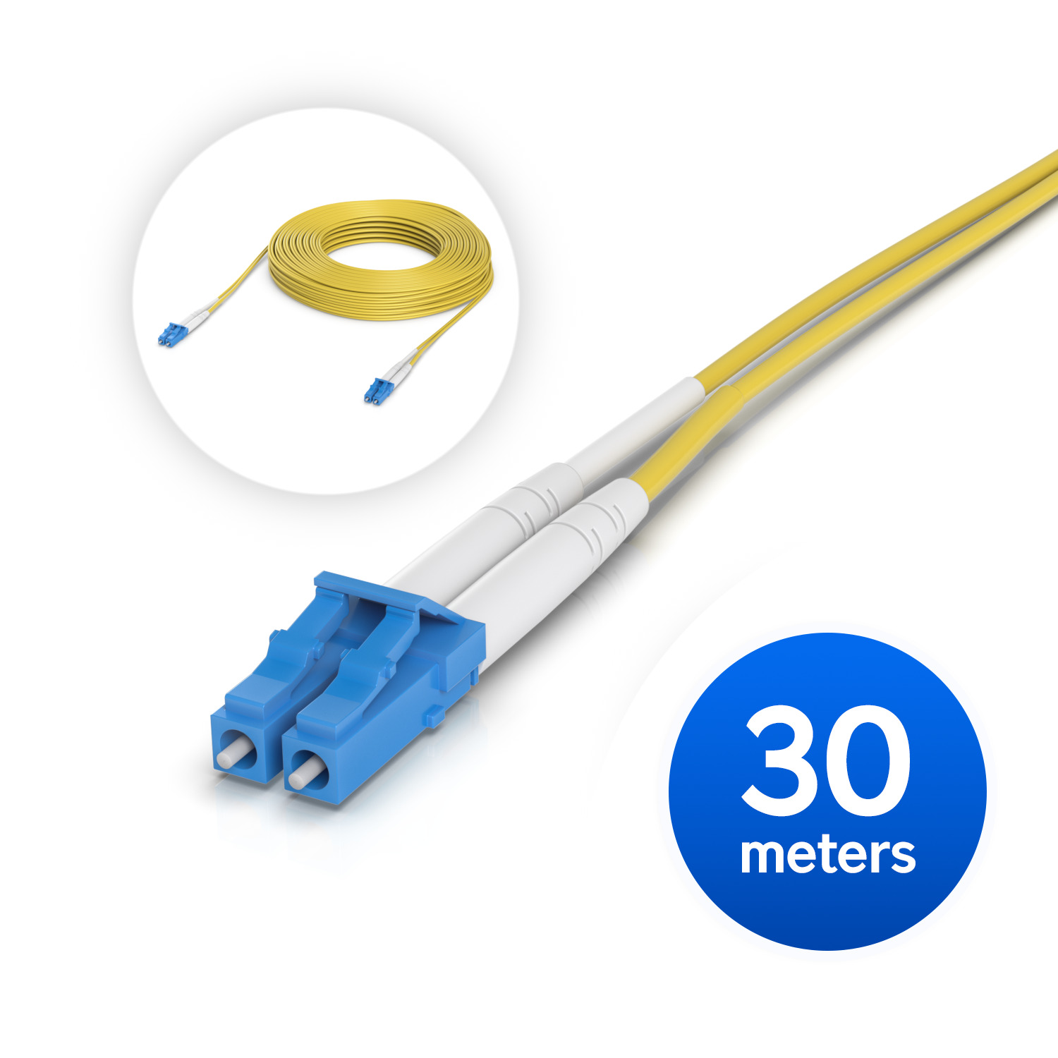Ubiquiti OS2 Duplex LC UPC Fiber Patch Cable, Length 30M, Lightweight Fiber Patch Cable For Up To 100G Connections