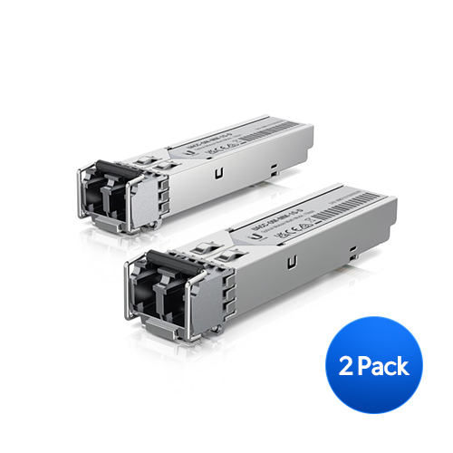 Ubiquiti UFiber SFP Multi-Mode Fiber Module, 2-Pack, 1.25 Gbps Throughput, 1.25 Gbps Throughput, Supports Connections Up to 550 m