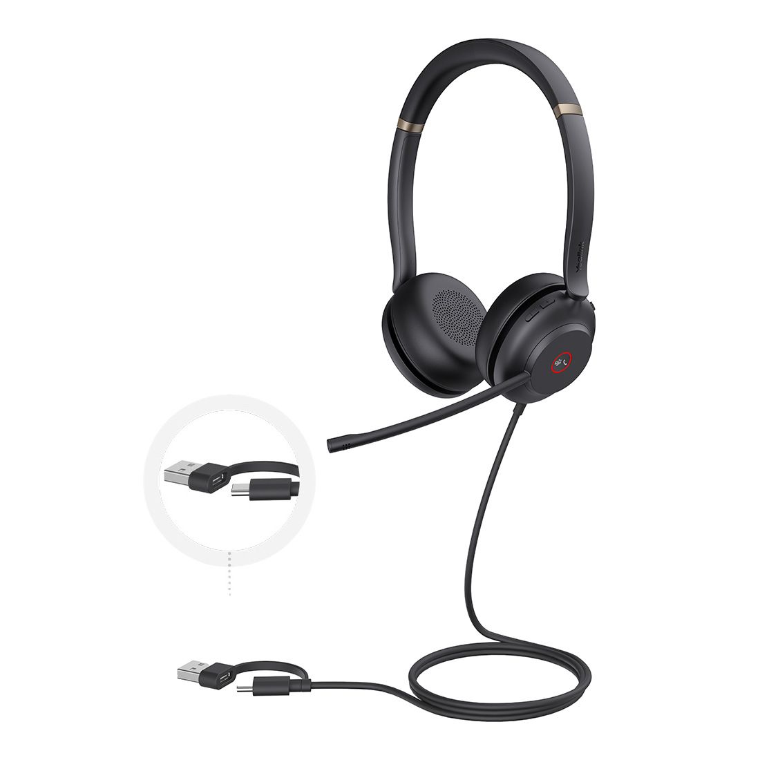 *Last Stock Yealink UH37 Dual MicrosoftTeams Certified USB Wired Headset USB-C/A PROFESSIONAL USB HEADSET Dual Noise-Cancelling, USB-C to USB-A adapte