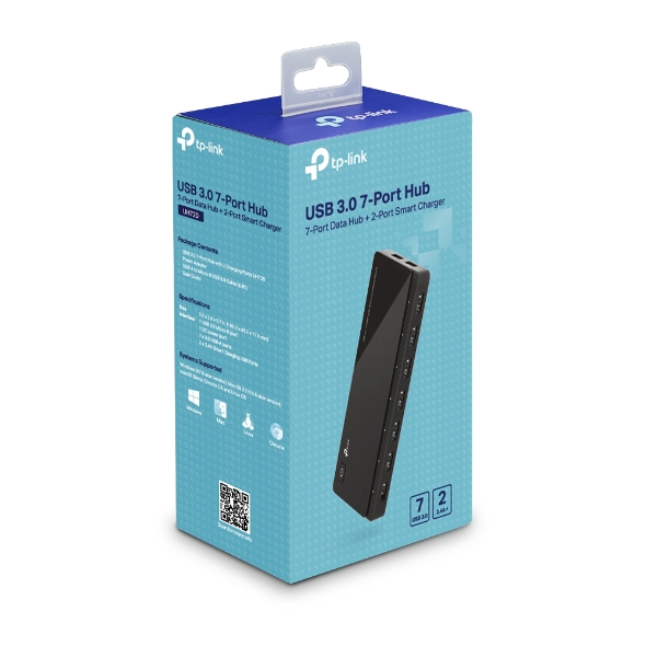TP-Link UH720 USB 3.0 7-Port Desktop Hub, 7× USB-A 5Gbps + 2× 5V/2.4A Charging Ports, 12V/3.3A Power Adapter Included