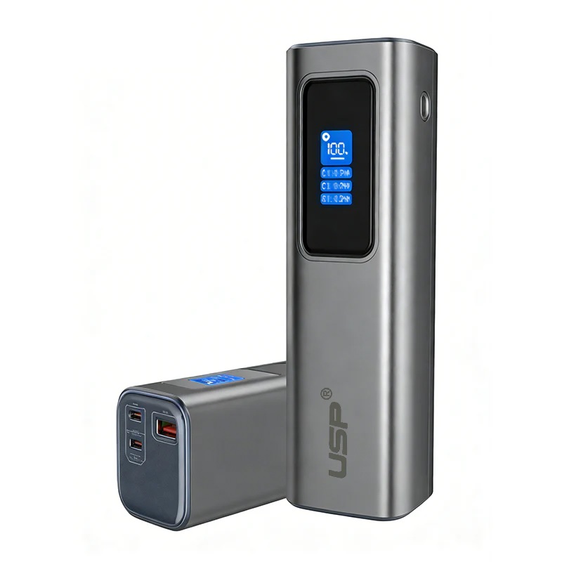 USP 27600 mAh Power Bank - Space Grey, 140W Fast Charge, 2x USB-C(65W), 1x USB-A(22.5W), Compact & lightweight, 5 Years Warranty