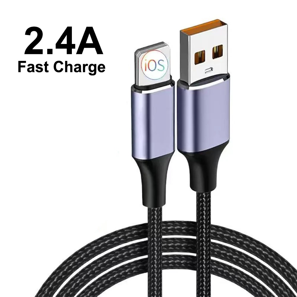 USP Braided Lightning to USB-A Cable (30CM) Black- Quick Charge & Connect,2.4A Rapid Charge, Nylon Weaving,Apple iPhone/iPad/MacBook, 5 Years Warranty