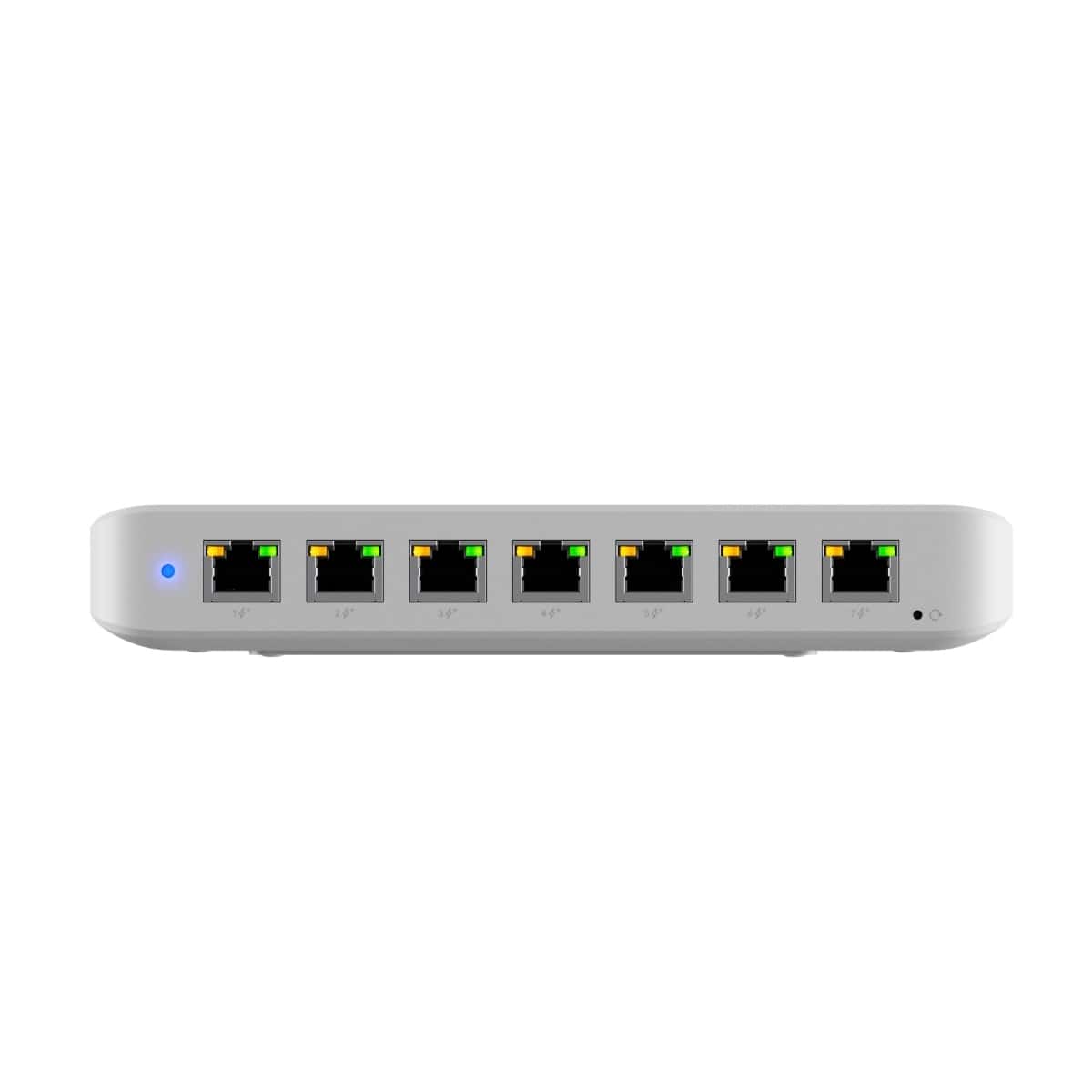 Ubiquiti Ultra 60W, Compact 8-port Layer 2 GbE PoE Switch, Versatile Mounting, 7 GbE PoE+ Output ports, 1 GbE Port, Includes PSU