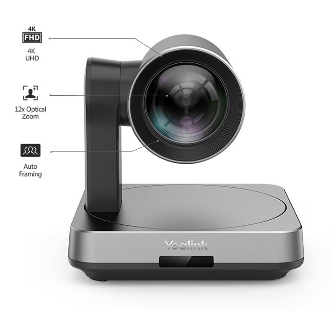 Yealink UVC84 Video Conference Camera for Medium and Large Room, True 4K Ultra HD Video, 12x optical and 3x digital zoom