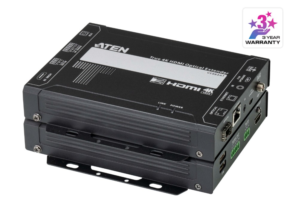 Aten True 4K HDMI Multi-mode Optical Extender 4K @ 300m - (4K@300m (K1, MM)), Lossless transmission of up to 4096 x 2160 / 3840 x 2160 @ 60 Hz (4:4:4)
