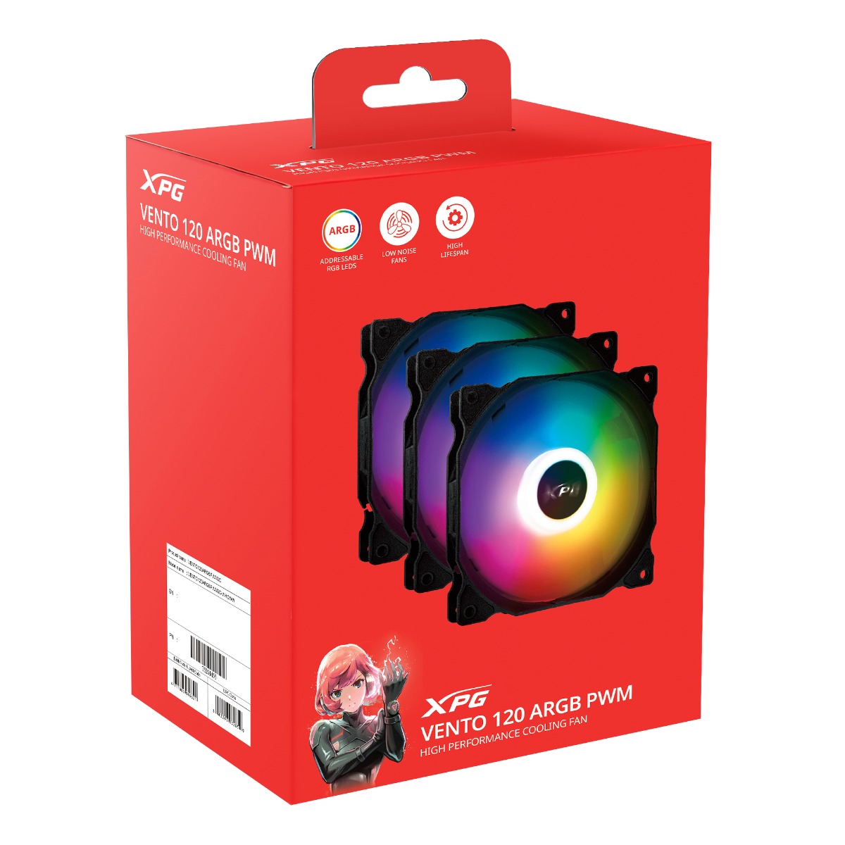 ADATA XPG VENTO R ARGB PWM REVERSE FLOW FAN (3 PACK)