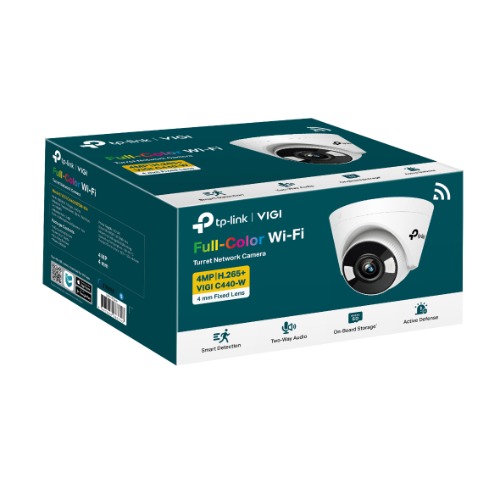 TP-Link VIGI 5MP C450(4mm) Full-Colour Turret Network Camera, 4mm Lens, Two-Way Audio, Corridor Mode, Smart Detection 3YW
