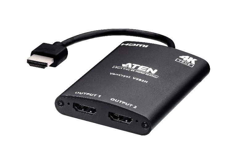 Aten Video Splitter 2 Port HDMI True 4K Compact Splitter, USB powered, auto-downscaling feature