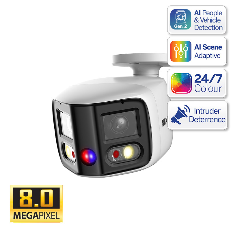 Professional AI Series 8.0MP 180° Active Deterrence Bullet
