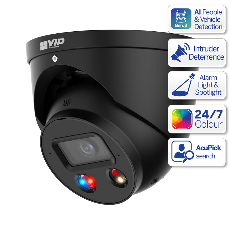 Professional AI Series 8.0MP Fixed Deterrence Turret (Black)