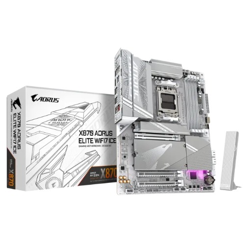 Gigabyte X870 AORUS ELITE WF7 ICE AMD AM5 ATX Motherboard 4x DDR5~256GB,3x PCIe x16, 4x M.2, 4x SATA 6, 4x USB 3.2, 4x USB2.0, 2x USB-C