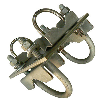 ZCG Dual Right Angle Clamp Bracket, Galvanised Steel, 50-90mm Pole, 32-50mm Ancillary