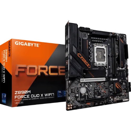 Gigabyte Z890M FORCE DUO X WIFI7 MB Intel LGA 1851 ATX Motherboard, 2x DDR5 ~256GB, 3x PCI-E x16, 4x M.2, 4x SATA, 5x USB 3.2, 1x USB-C, 4x USB 2.0
